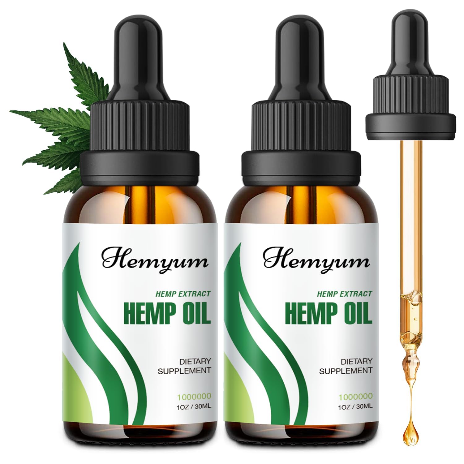 Hemyum 2 pack hemp oil drops bottles for convenient mood support