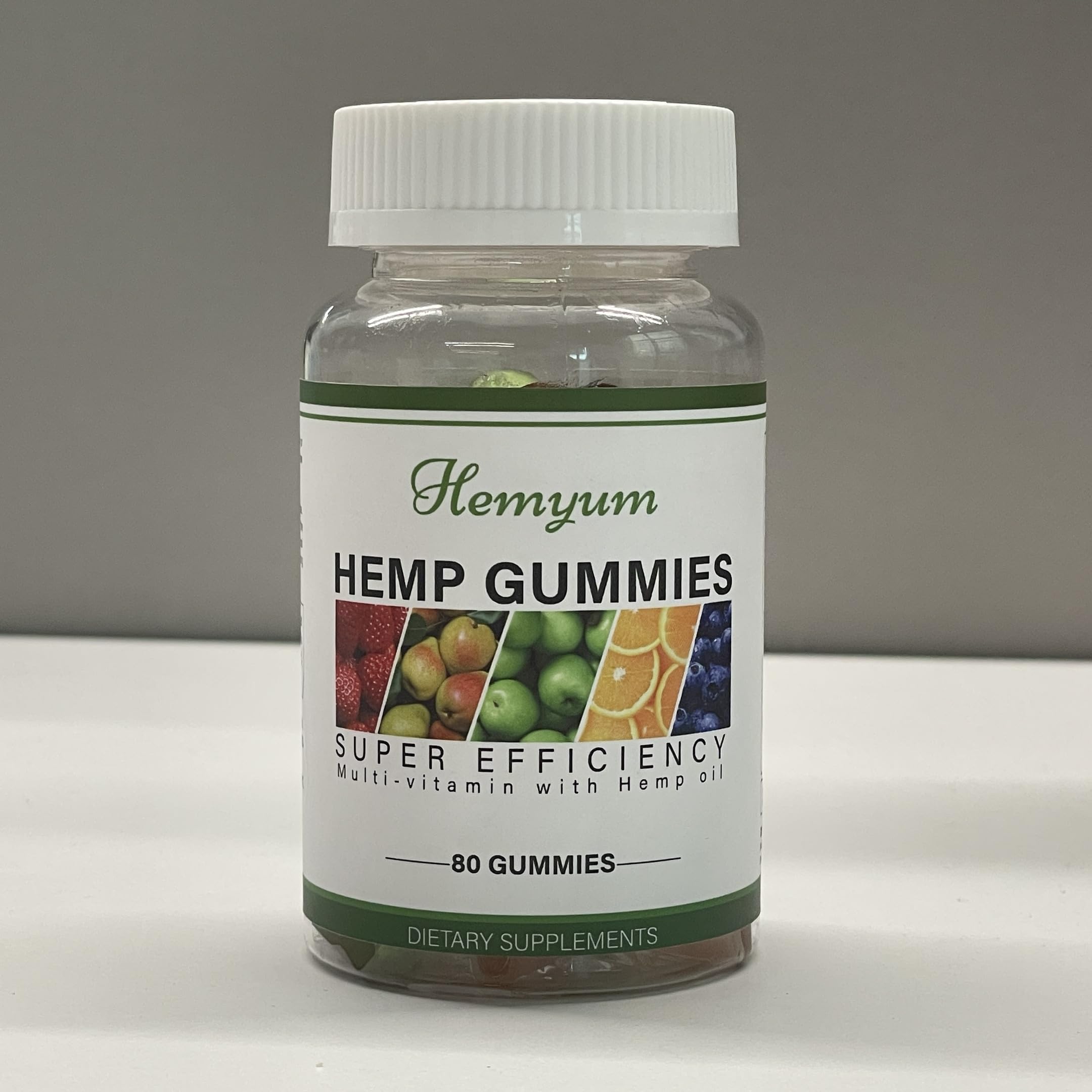 Hemyum Omega Gummies bottle pour illustrating convenient daily omega support