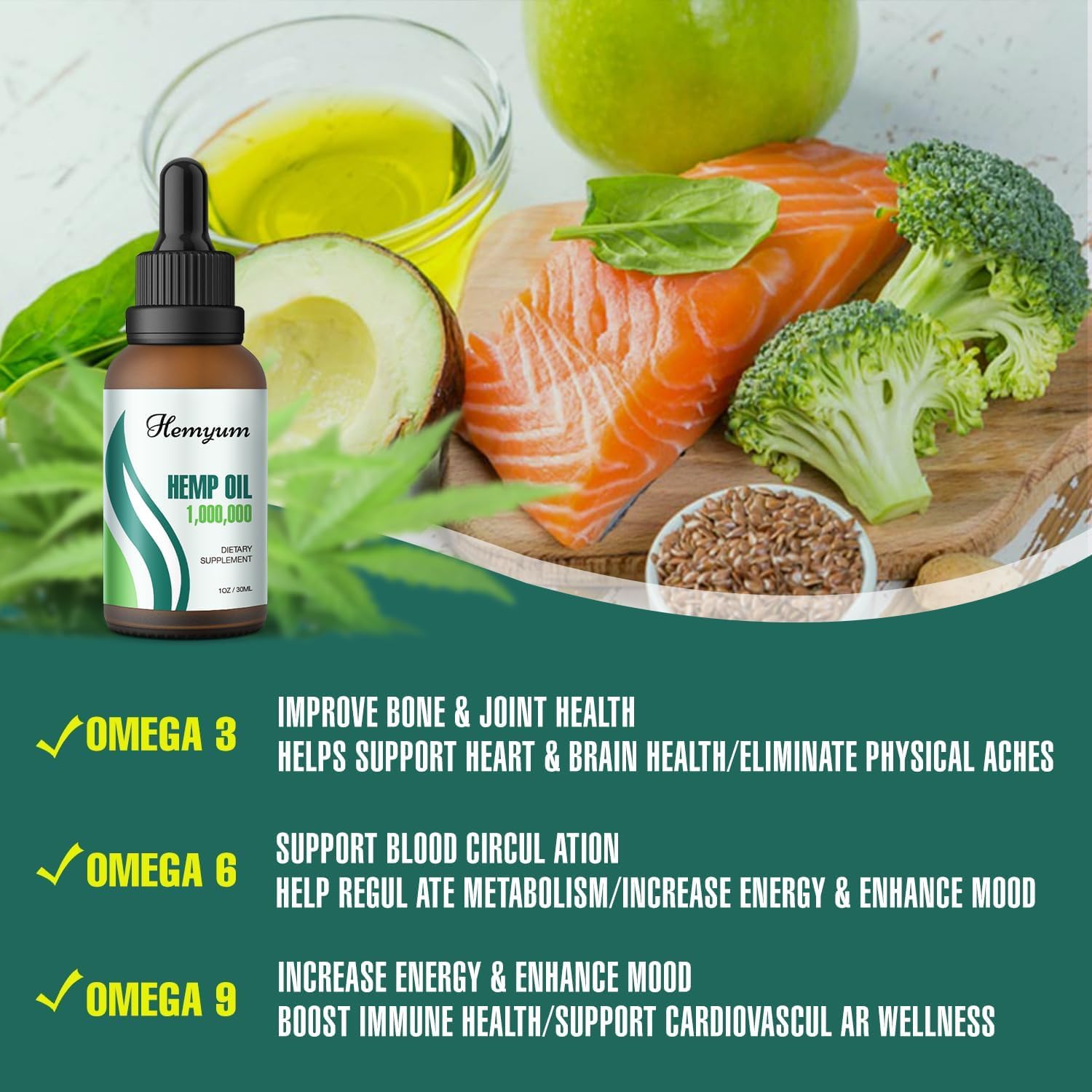 Hemyum Omega Oil 1 Pack custard-apple flavor in glass bottle