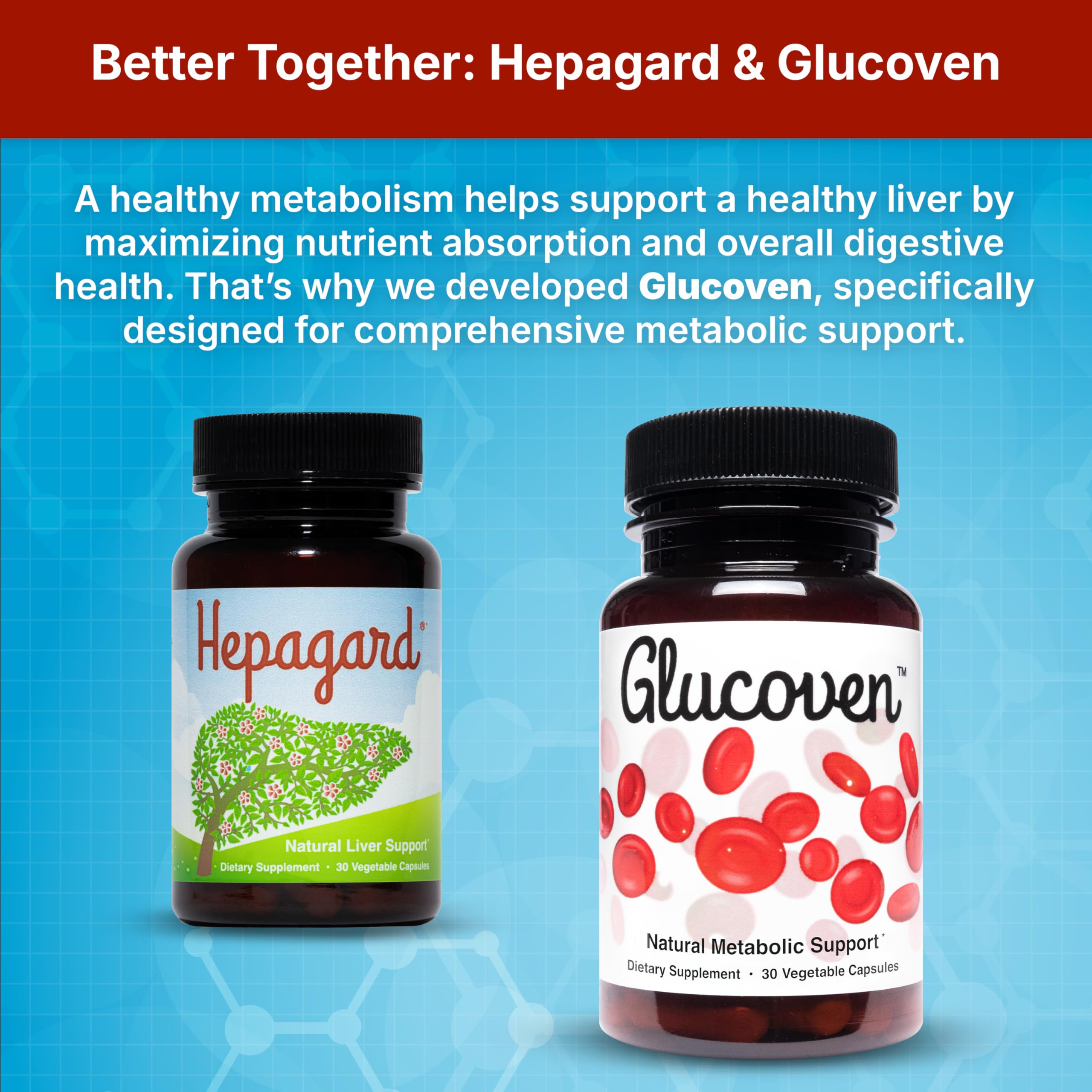 Hepagard capsules visible on counter suggest daily use.