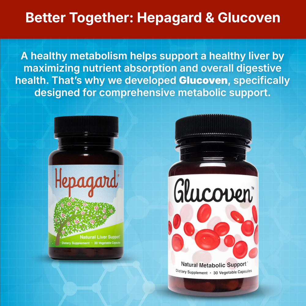 Hepagard capsules visible on counter suggest daily use.