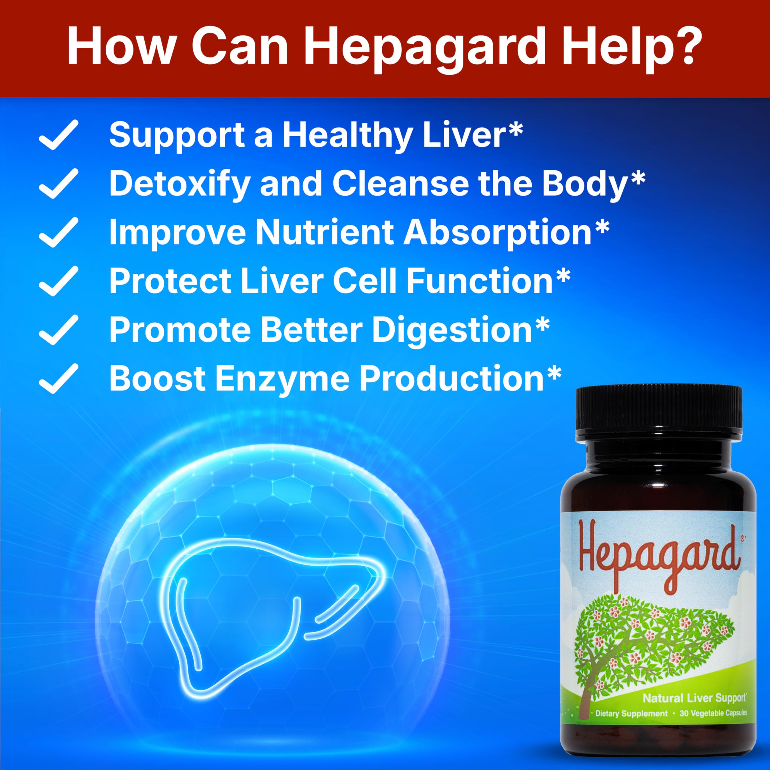 Hepagard bottle features NAC image for antioxidant liver support.