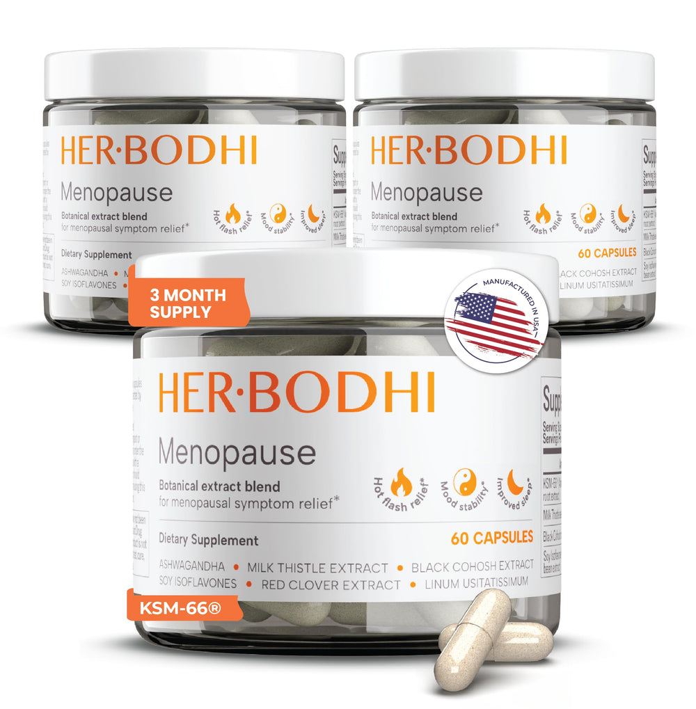 Her Bodhi MENO bottle front view for menopause support.