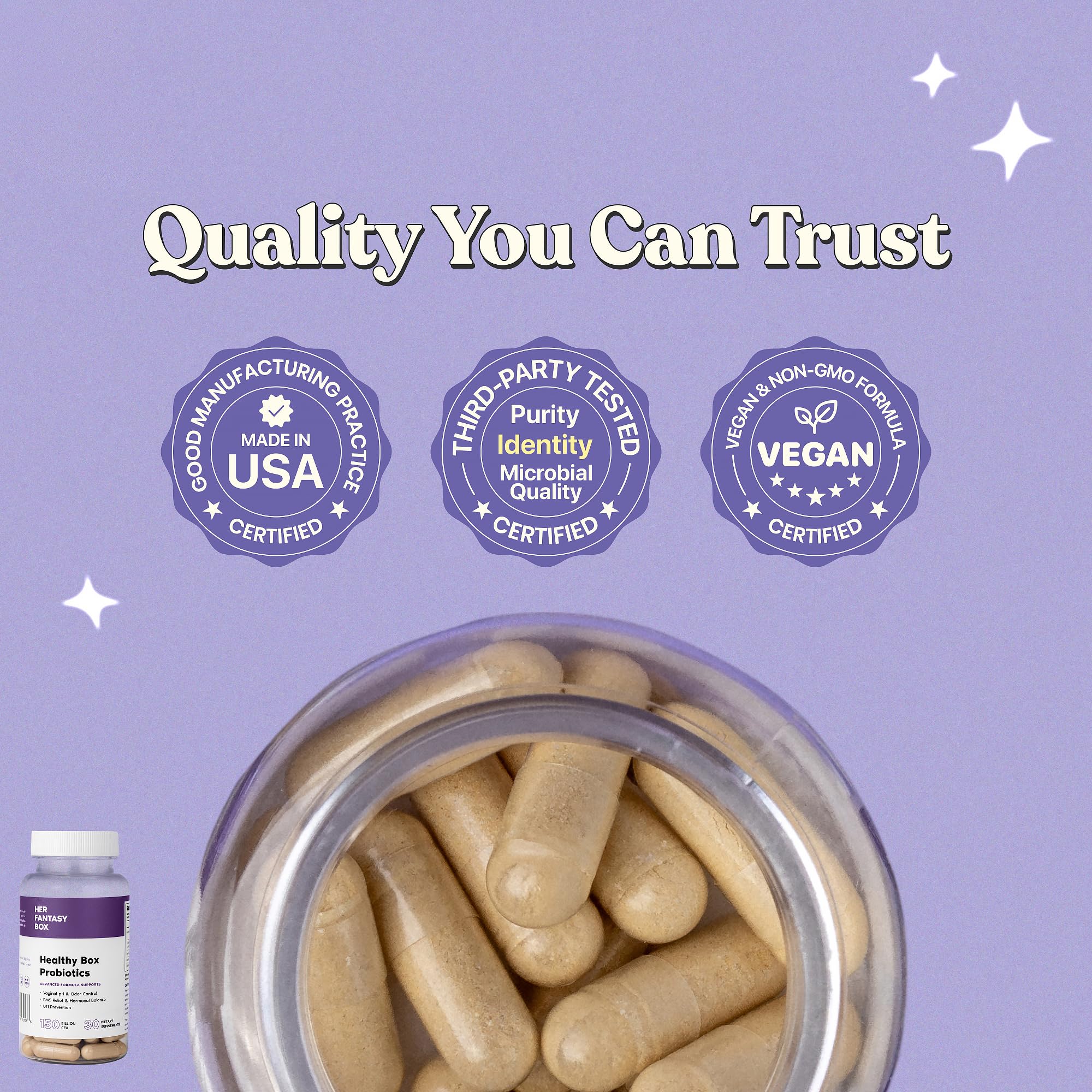 Her Fantasy Box probiotic blend highlights Lactobacillus formula