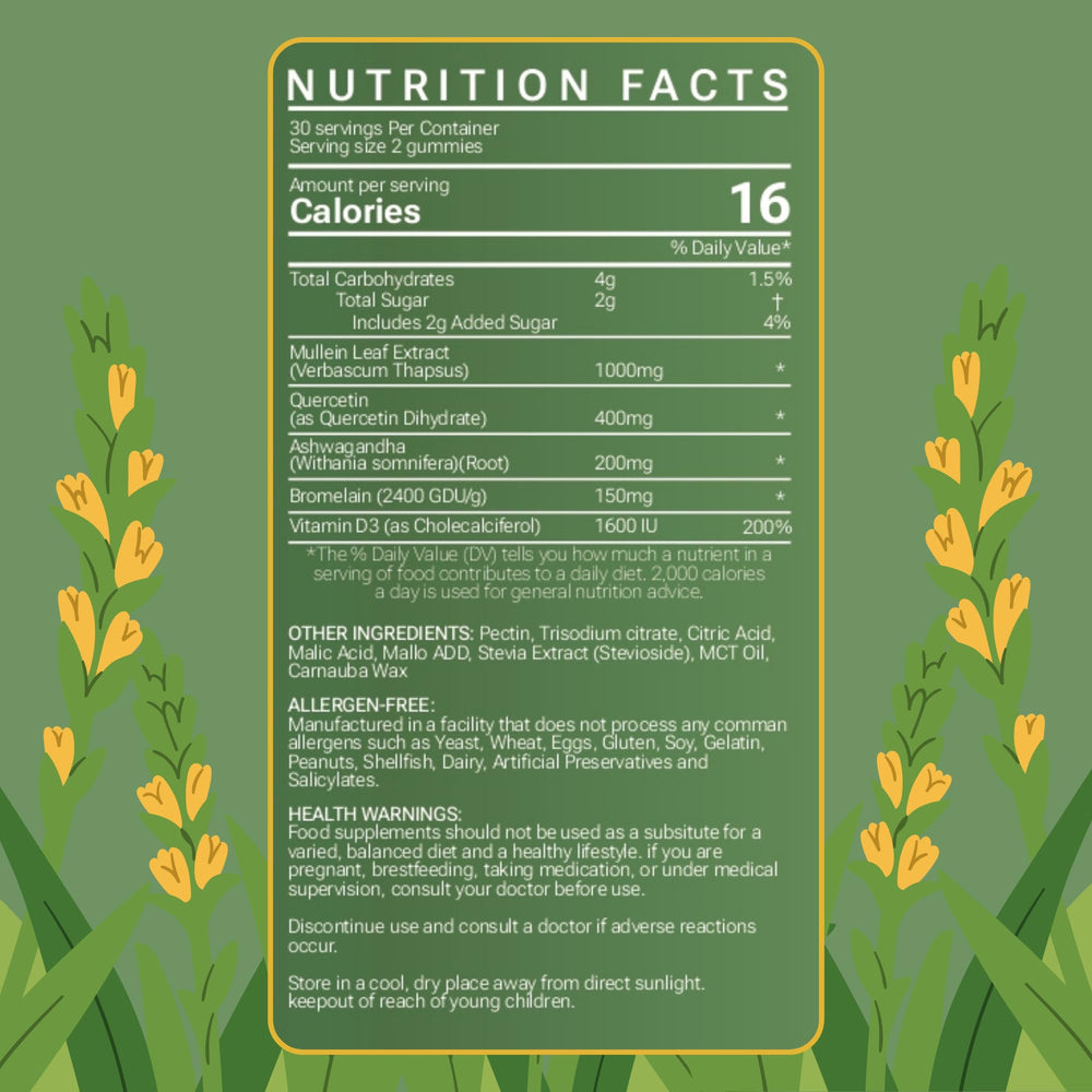 Herb & Heal Mullein Gummies daily-use jar: simple routine for respiratory wellness potential.