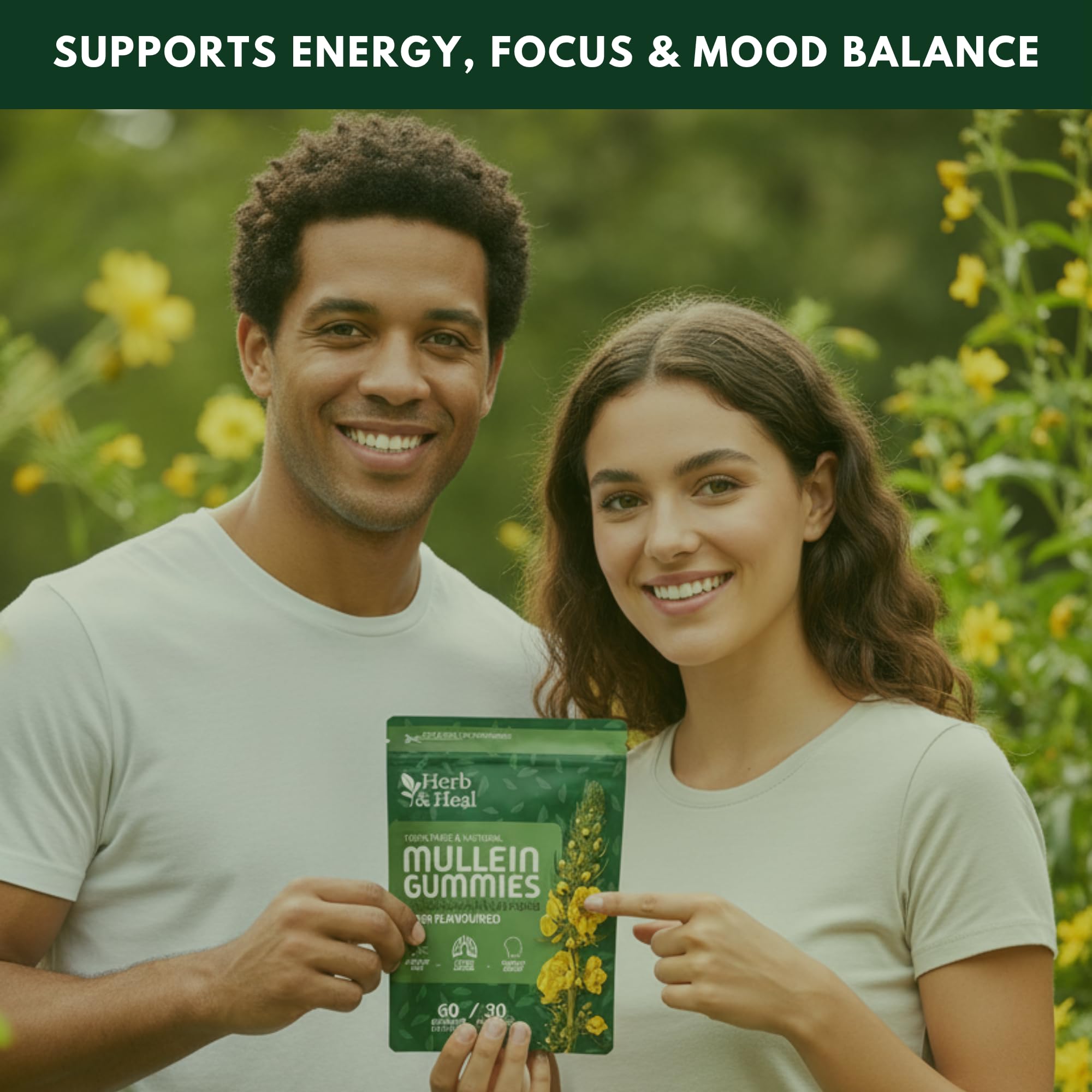 Herb & Heal Mullein Gummies in hand: portable option for on-the-go breathing support.