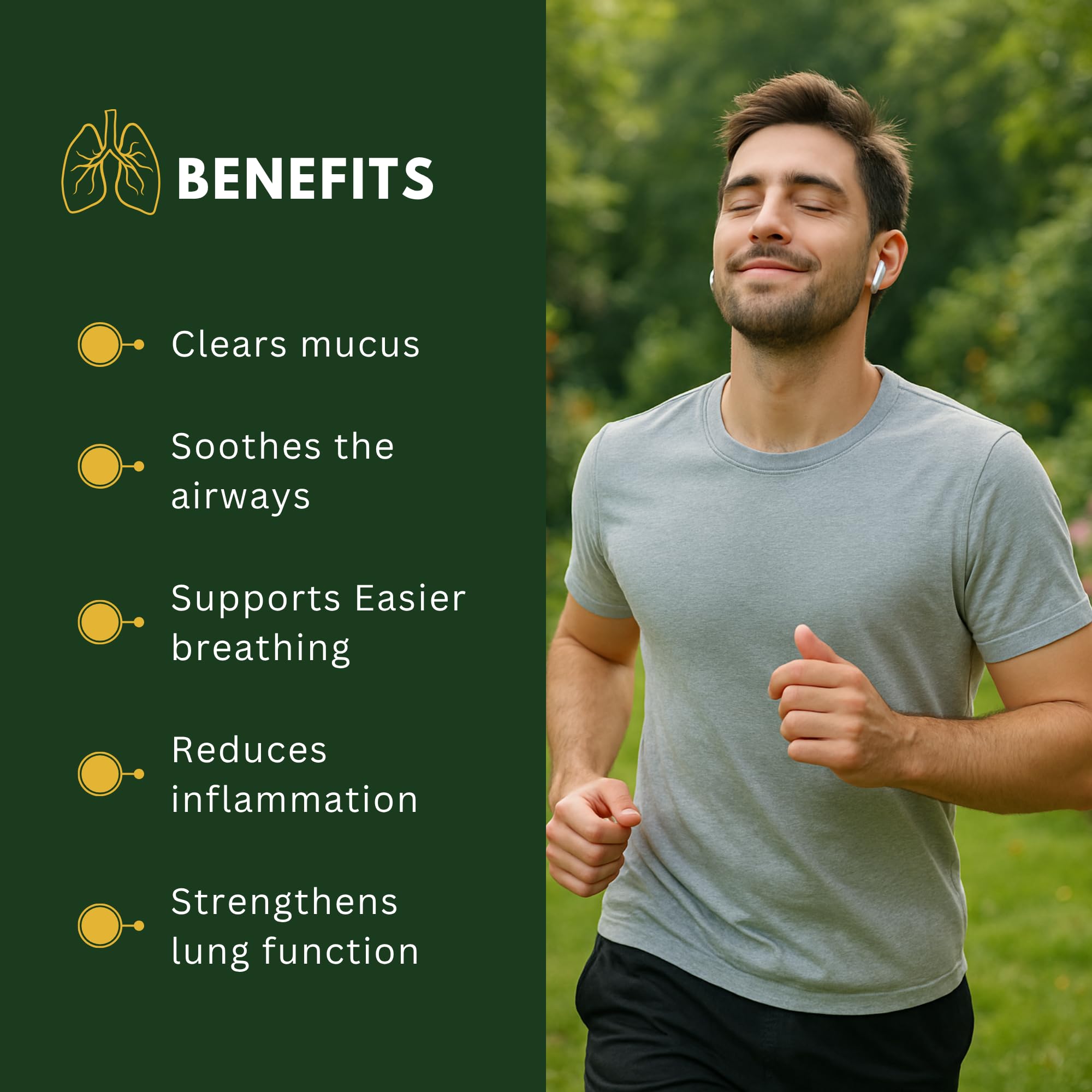 Herb & Heal Mullein Gummies packaging: clearly labeled ingredients for informed daily lung wellness.