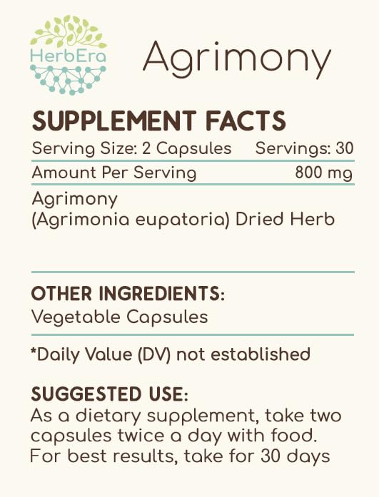 HerbEra Agrimony dried herb package, showcasing premium sourcing and quality.