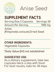 Pouring HerbEra Anise Seed capsules demonstrates quick daily intake.