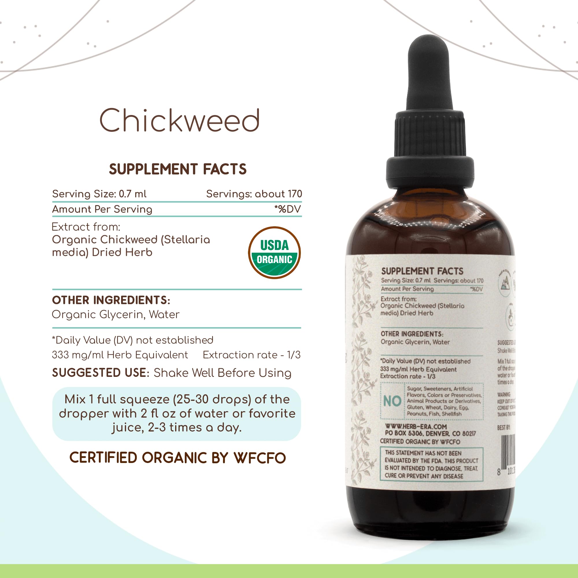 HerbEra Chickweed B120 dried herb bulk shown with verified organic sourcing.