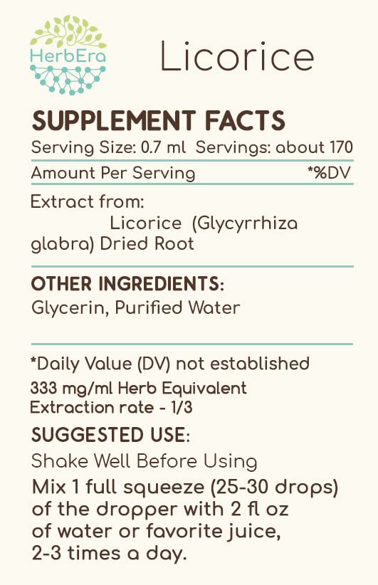 HerbEra Licorice B120 label detail with verified identity