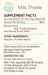 HerbEra Milk Thistle tincture label-front, easy-to-read bottle for quick dosing prep.
