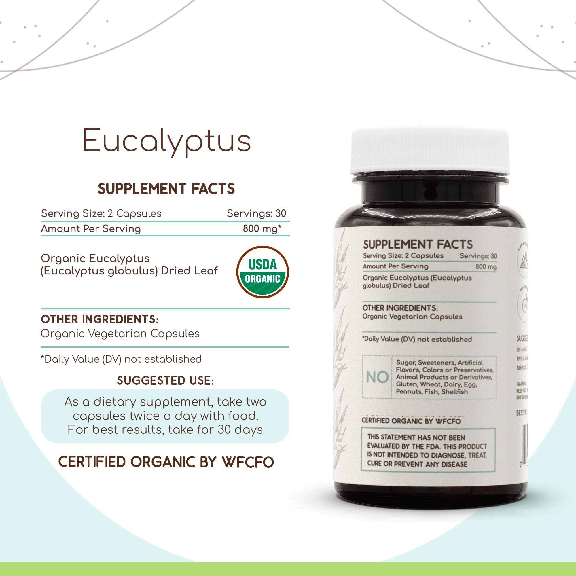 HerbEra organic eucalyptus capsules on a store shelf showcasing USDA certification
