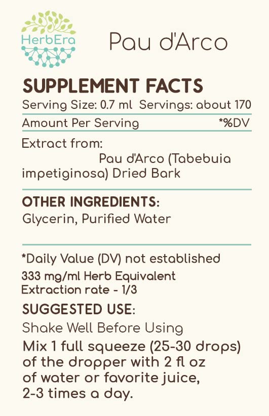HerbEra PAU d'Arco liquid dropper for precise servings