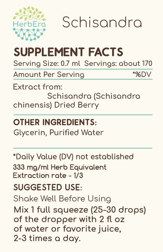 HerbEra Schisandra B120 label detail showing verified herb identity.