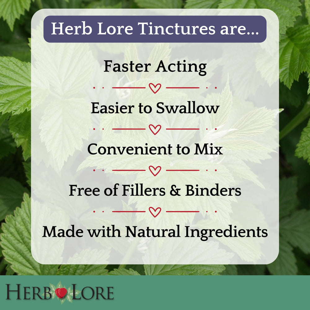 Herb Lore alcohol-free organic ingredients label reminding gentle, natural care.