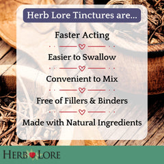 Herb Lore tincture ingredients image shows organic fennel and glycerine base