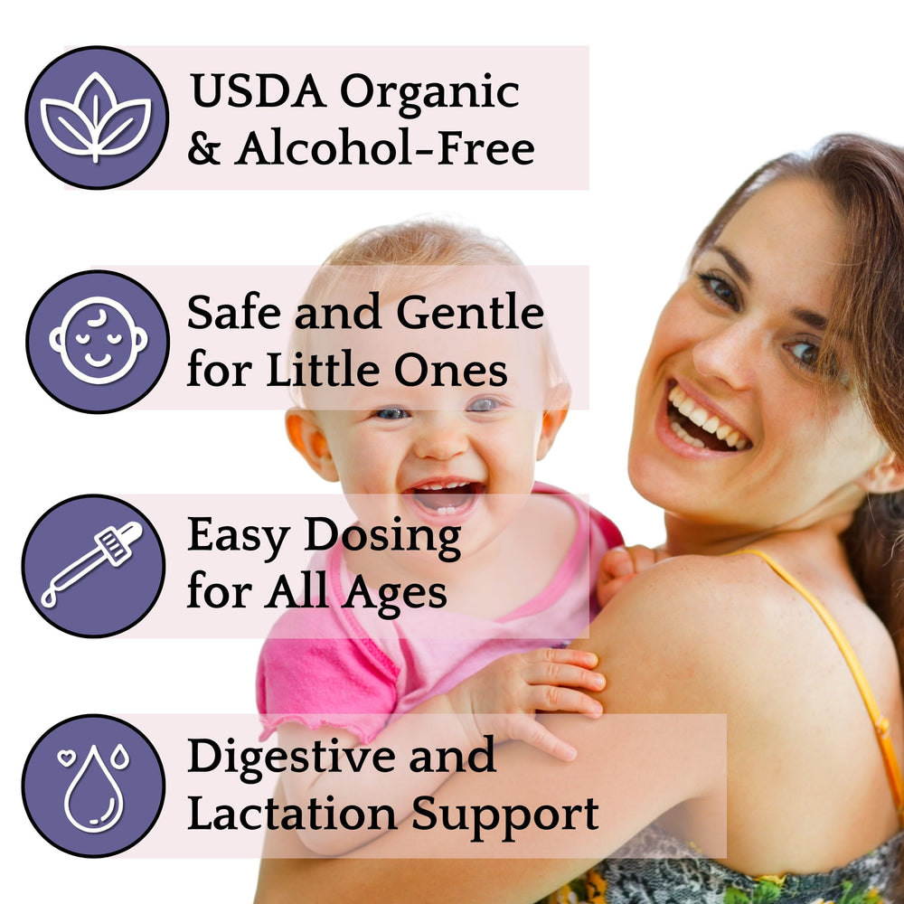 Herb Lore tincture label closeup highlights alcohol-free vegan fennel ingredients