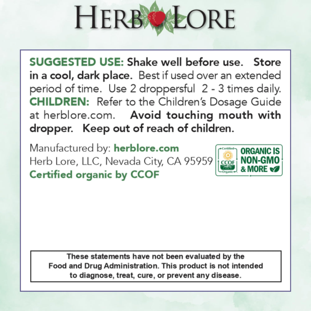USA-made Herb Lore Iron Tonic badge indicating quality and care.