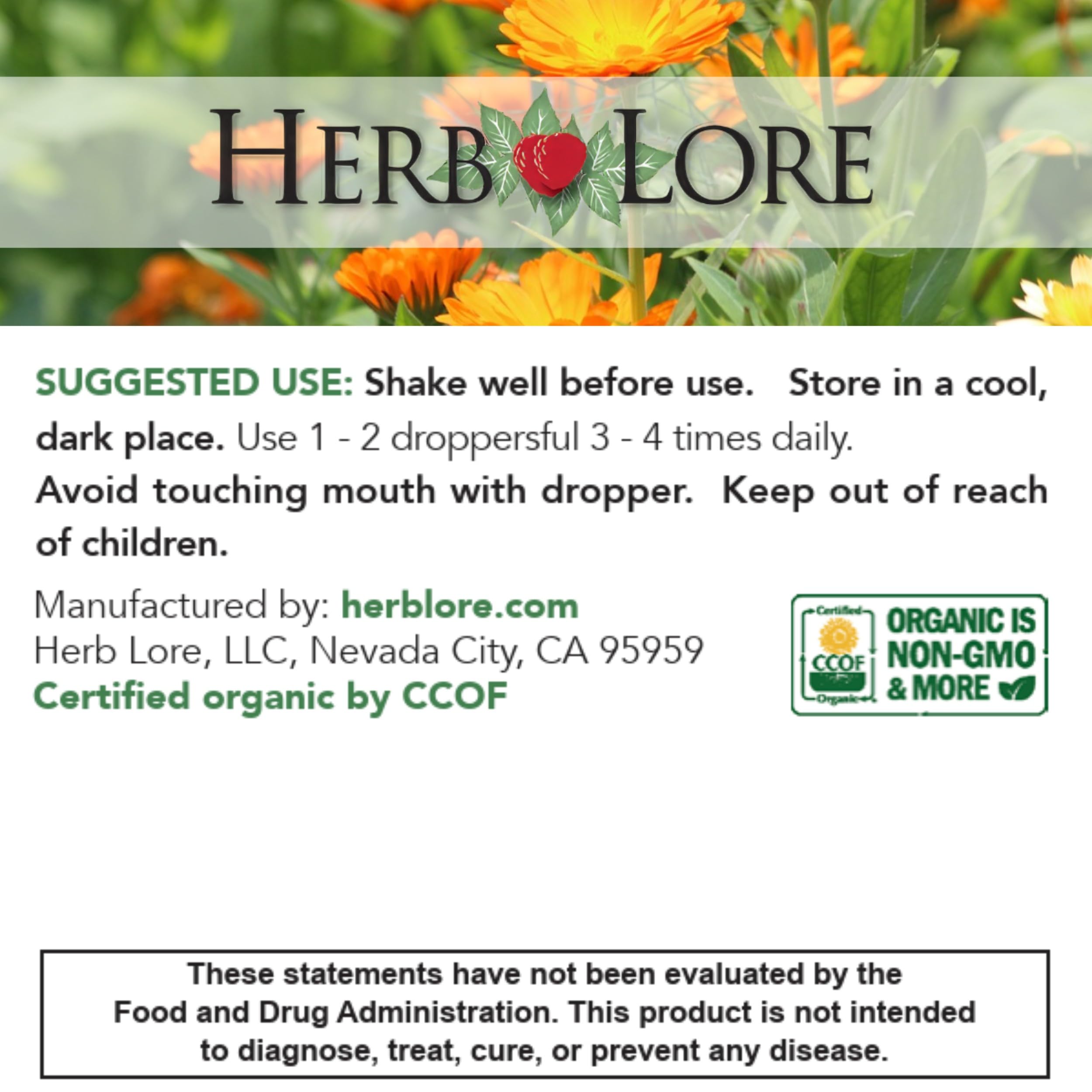 Herb Lore Mullein leaf ingredients highlighted on a clean label close-up.