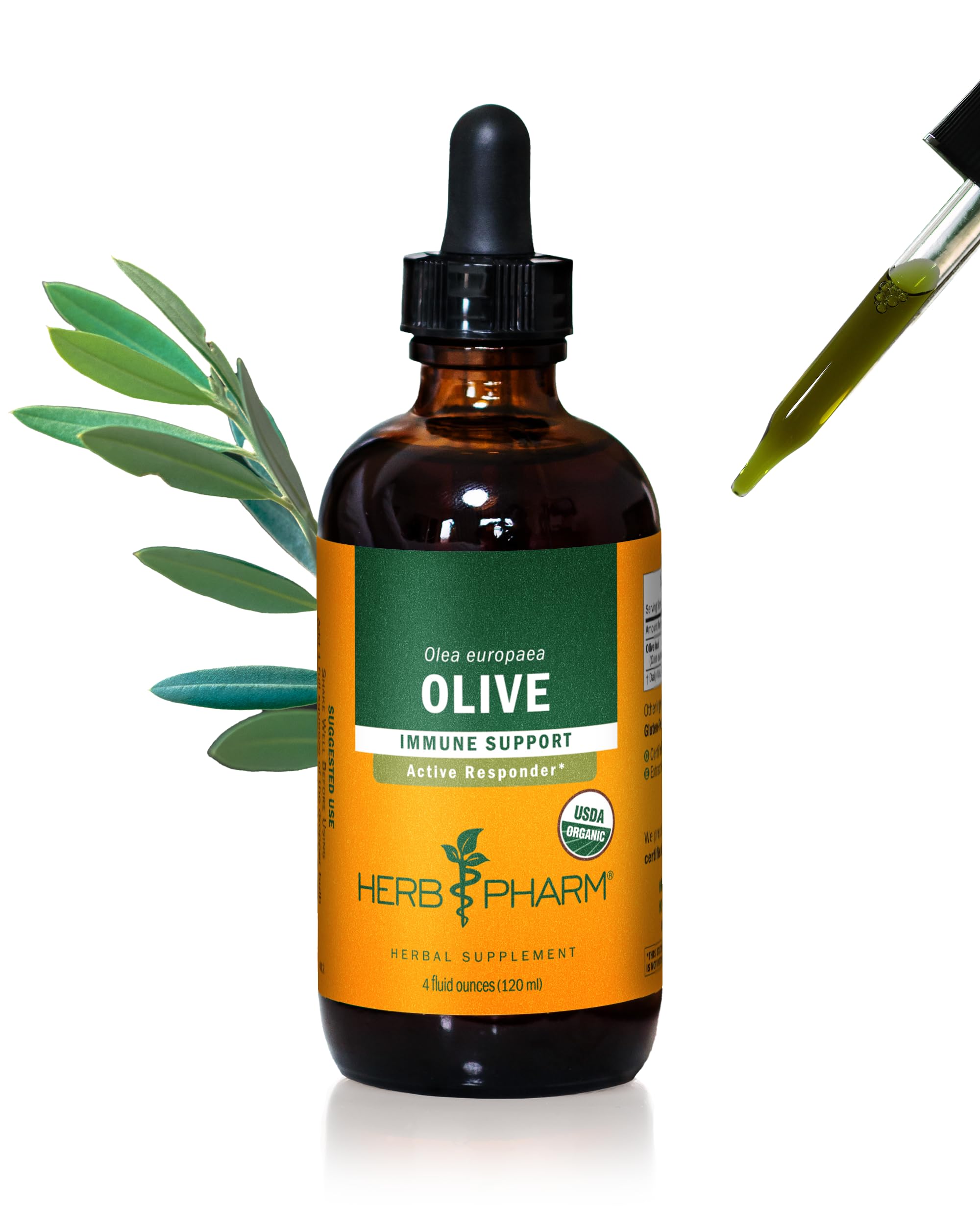 Herb Pharm olive leaf liquid extract bottle ready for potential daily immune support