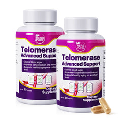 HERB PURE Telomerase Supplement bottle on desk, promoting mental clarity and focus.