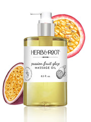 Herb & Root Passion Fruit Glaze bottle pour for a soothing massage.