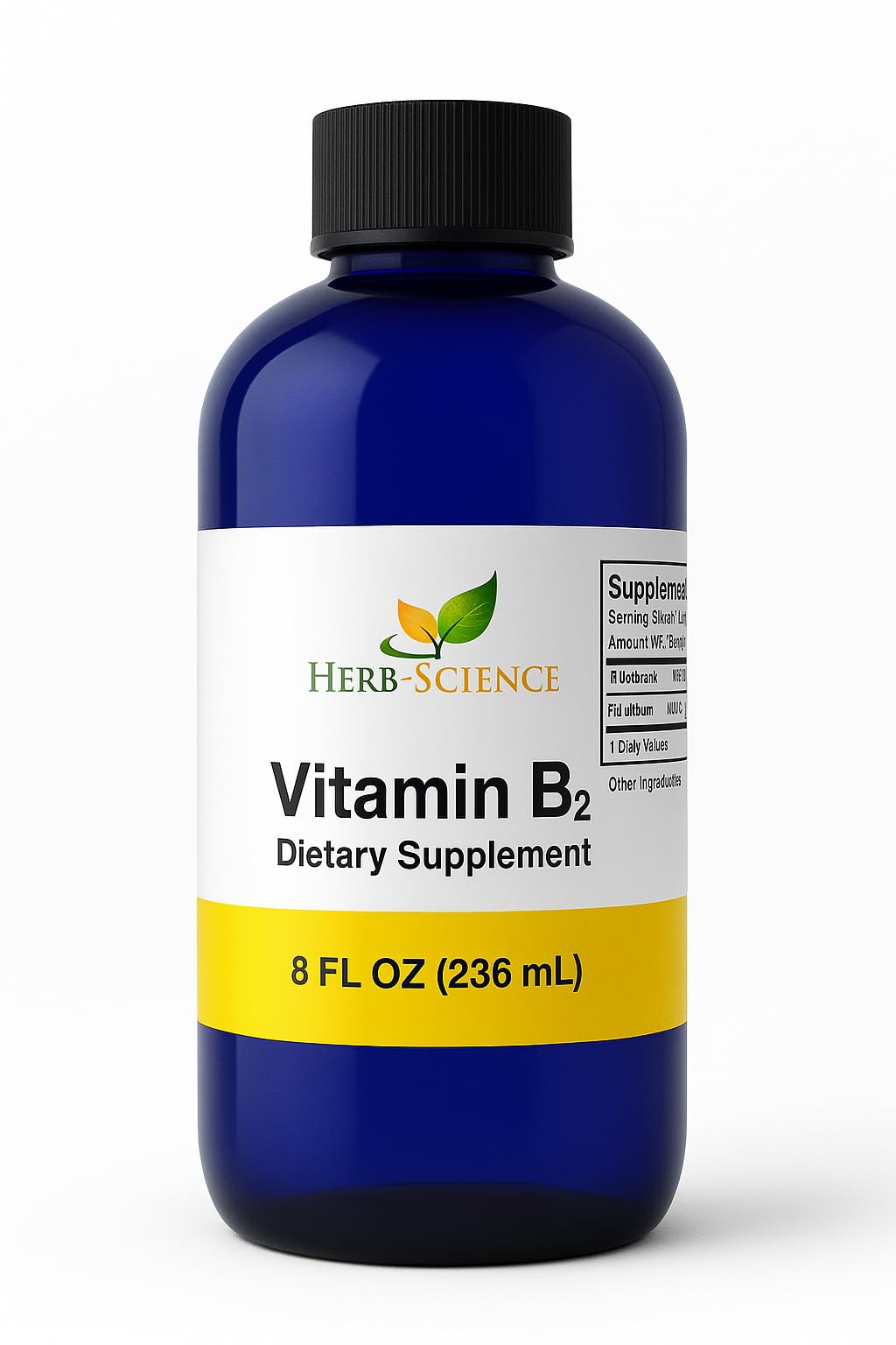 Herb-Science Vitamin B2 drops bottle pour, convenient energy support.