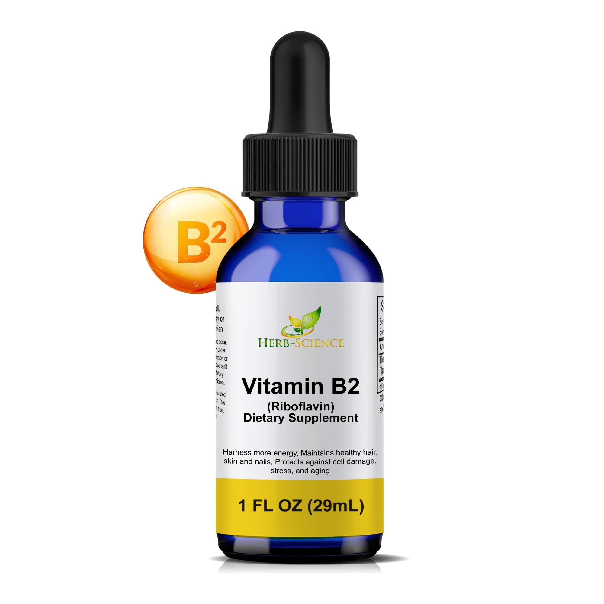 Herb-Science Vitamin B2 Drops bottle for easy daily energy support.