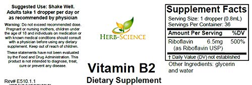 Herb-Science Vitamin B2 Drops dropper serving ready to mix.
