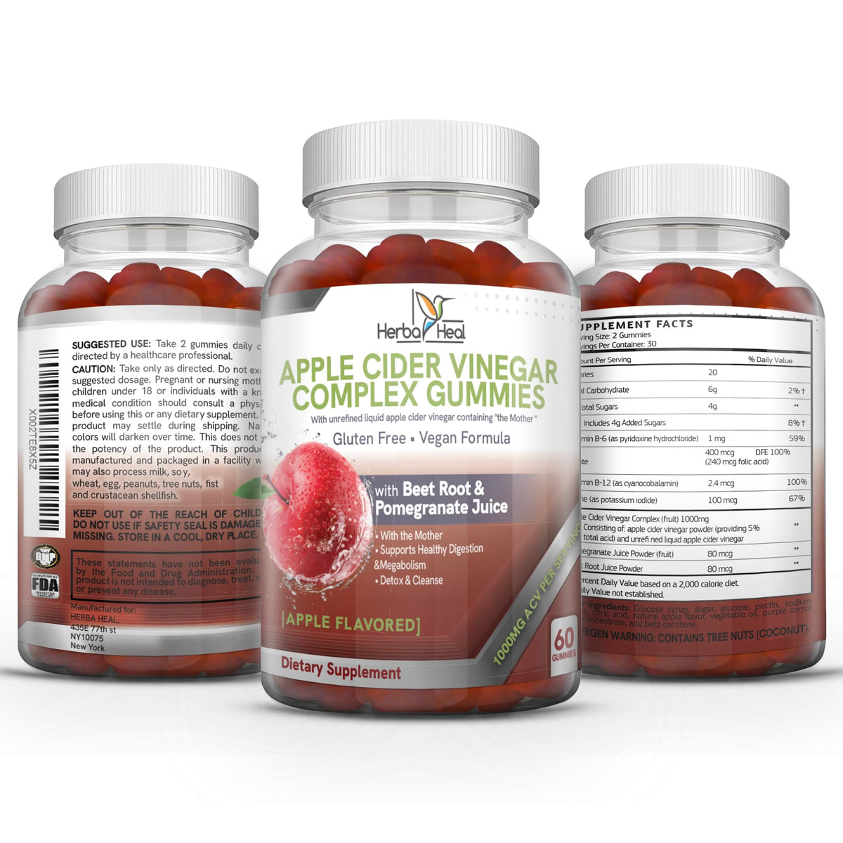 Herba Heal ACV gummies bottle showing natural detox potential and mother
