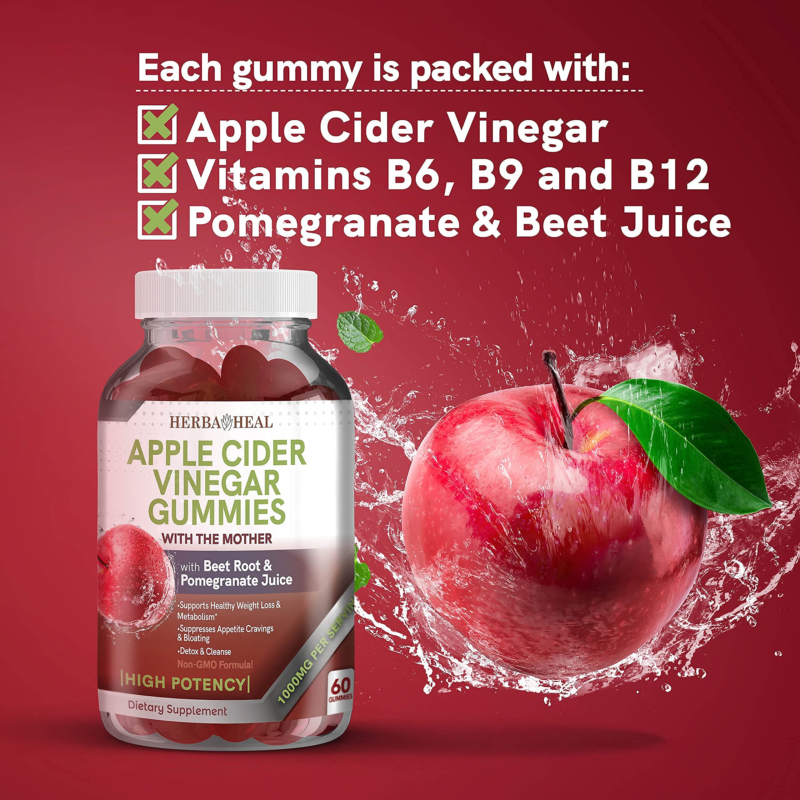 Close-up of Herba Heal gummies highlighting chewable daily convenience