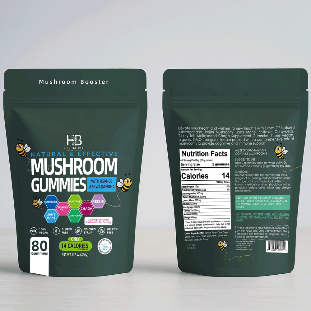 Close-up of Herbal Bee gummy texture in vibrant mixed-berry flavor.