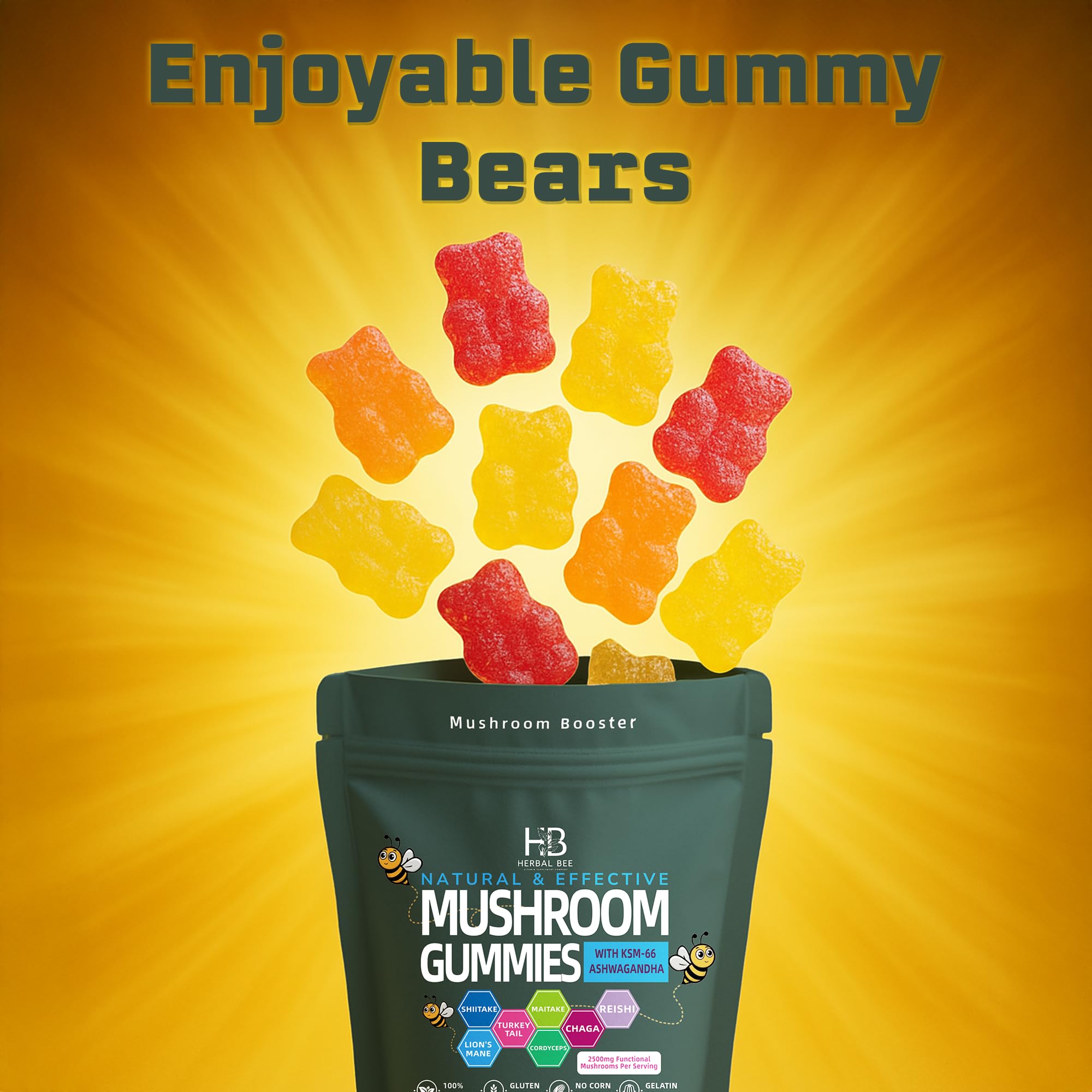 Herbal Bee mixed-berry flavor gummies cross-section.