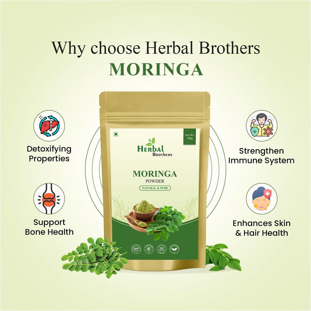 Moringa powder bag with scoop from HERBAL BROTHERS for measured servings