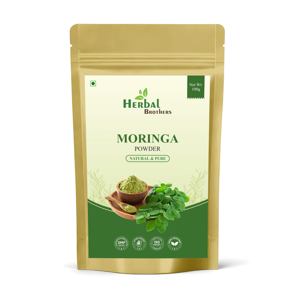 HERBAL BROTHERS Moringa powder bottle front view for natural energy support