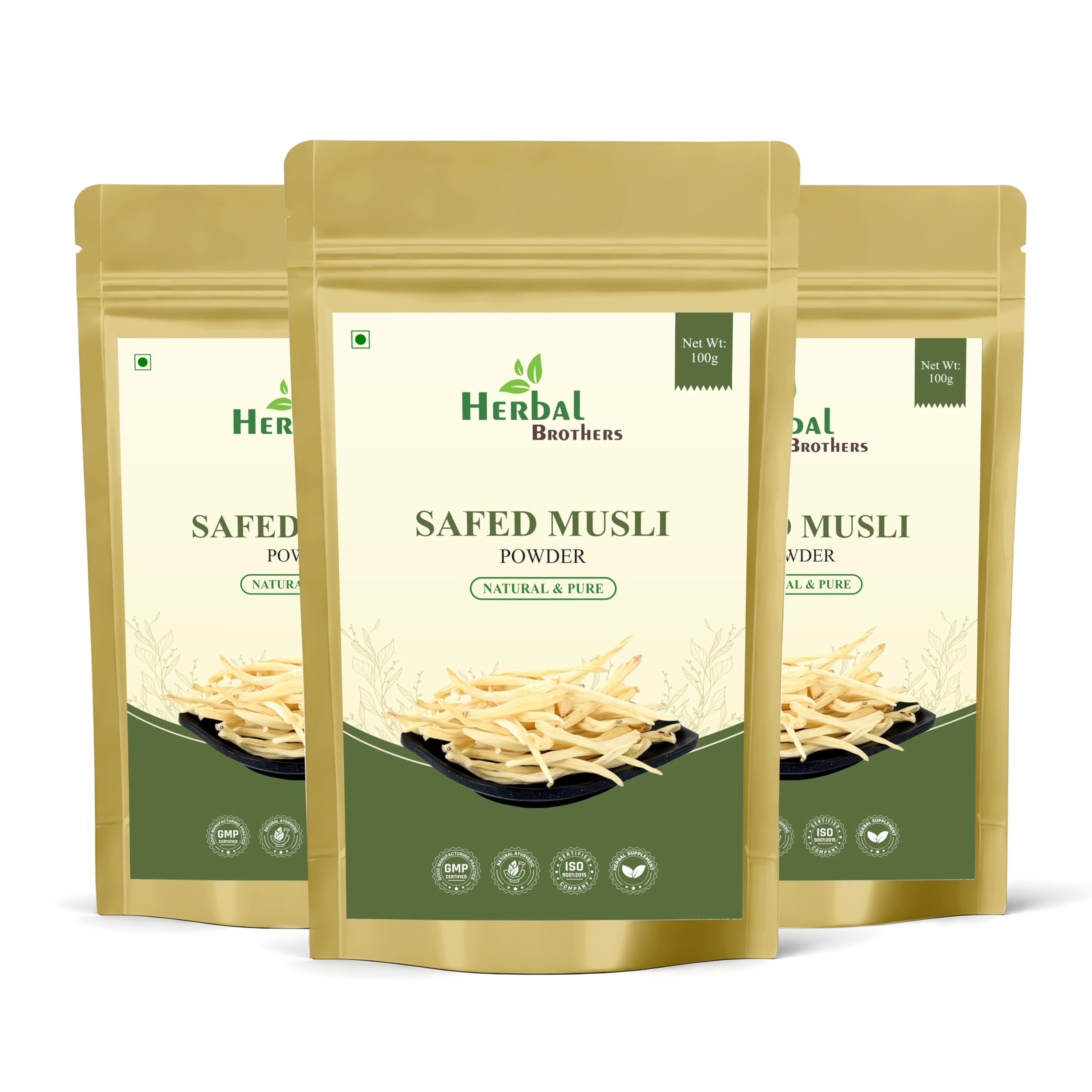 HERBAL BROTHERS Safed Musli powder pack front view supports daily wellness