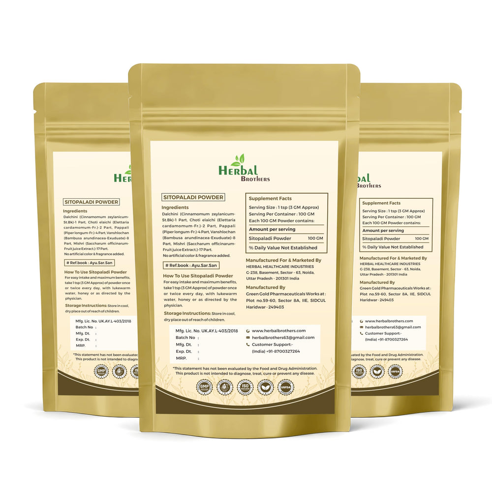 HERBAL BROTHERS Sitopaladi powder spoon measures 3–5 g for easy daily use.