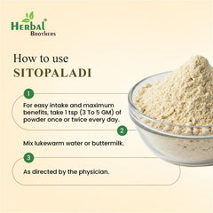 HERBAL BROTHERS Sitopaladi powder dissolving in warm milk, comforting seasonal beverage.
