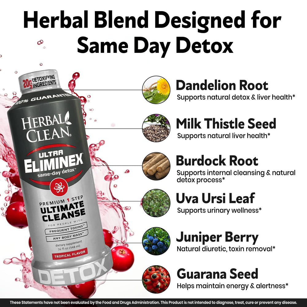 Herbal Clean Eliminex detox drink served in a glass for hydration