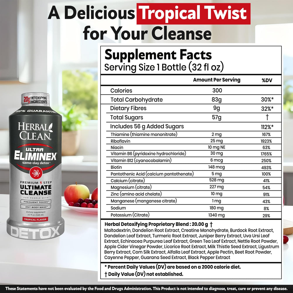 Herbal Clean Eliminex tropical fruit flavor ingredients for balance