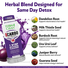 Herbal Clean Qcarbo16 drink in glass ready to hydrate after use