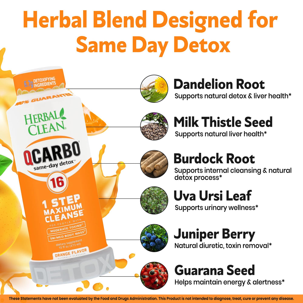 Glass of Herbal Clean Qcarbo16 ready to drink during an active day