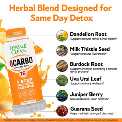 Glass of Herbal Clean Qcarbo16 ready to drink during an active day