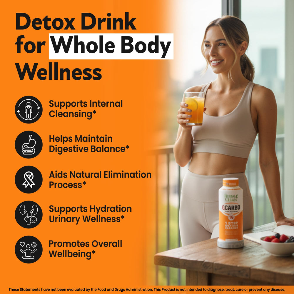 Herbal Clean Qcarbo16 label highlights B2 and B12 for energy support
