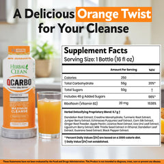 Close-up of Herbal Clean Qcarbo16 label with psyllium husk triphala and bromelain