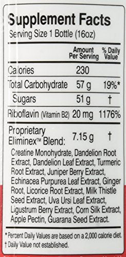 Herbal Clean Qcarbo16 tropical bottle beside a healthy fruit snack.