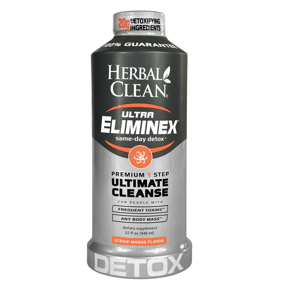 Herbal Clean same day eliminex bottle straw-mango shows convenient detox solution
