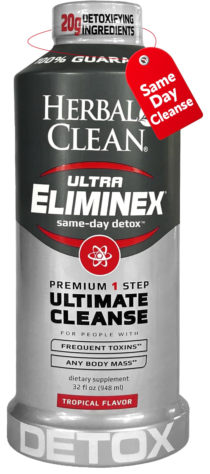 Herbal Clean Eliminex bottle pour for quick cleanse support