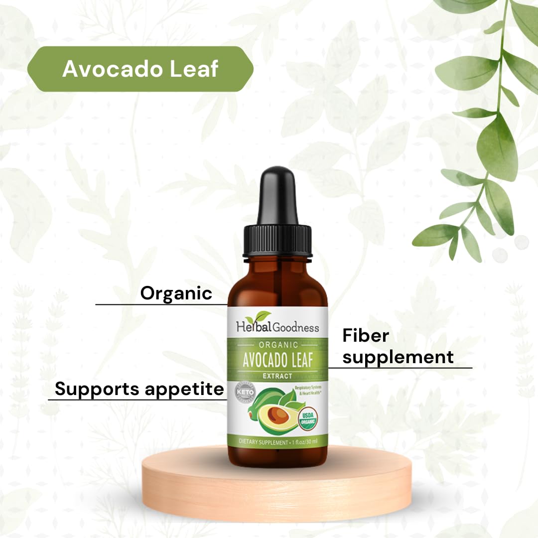 Herbal Goodness Avocado Leaf Extract pour reveals smooth liquid texture.